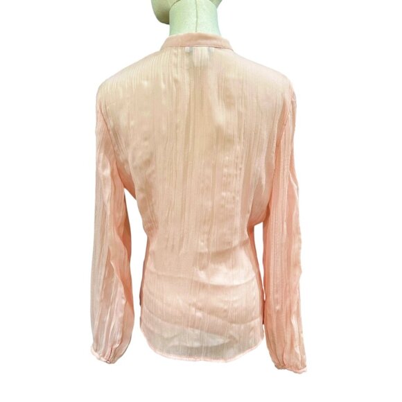 JG Hook Blouse Top Size 8 Blush Pink Pintuck Pearl Accents Career Demur Feminine - Picture 5 of 9